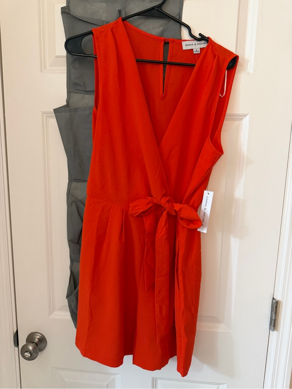 Emma & Michele Sleeveless Wrap-Front Mini Dress in Bright Red